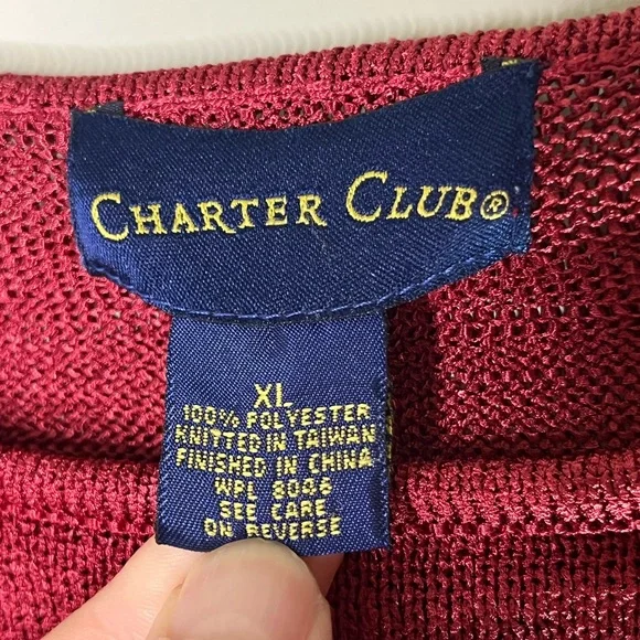 Charter Club Red Knit Short Sleeve Shirt Women’s Size XL - Picture 3 of 5